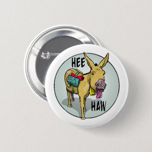 FUNNY CARTOON DONKEY HEE BUTTON (Vorne & Hinten)