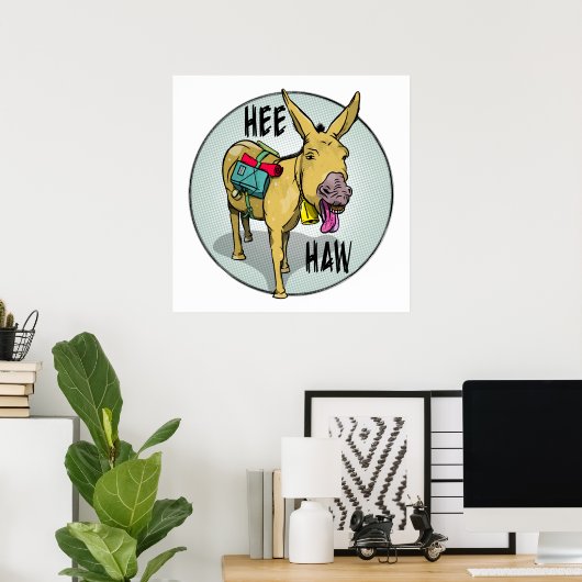 FUNNY CARTOON DONKEY HEW POSTER (Heimbüro)