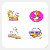 Funny Cartoon Duck 4 Pack Stickers (Vorderseite)