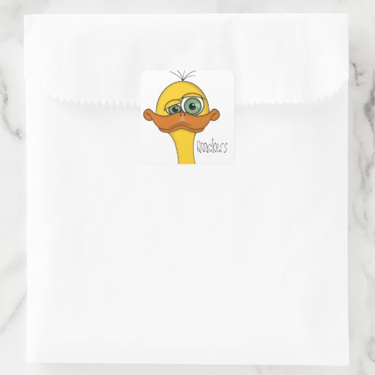 Funny Cartoon Duck Quadratischer Aufkleber (Tasche)