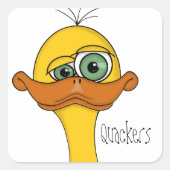 Funny Cartoon Duck Quadratischer Aufkleber (Vorderseite)