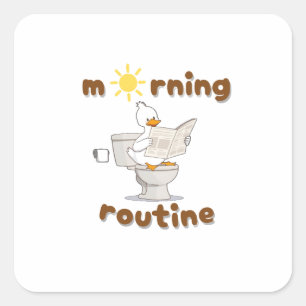 Funny Cartoon Duck Reading Newspapier Sticker