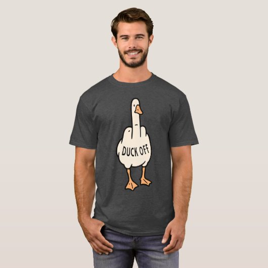 Funny Cartoon Duck T - Shirt mit "DUCK OFF" (Vorne ganz)