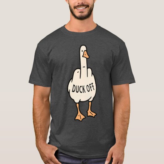 Funny Cartoon Duck T - Shirt mit "DUCK OFF" (Vorderseite)