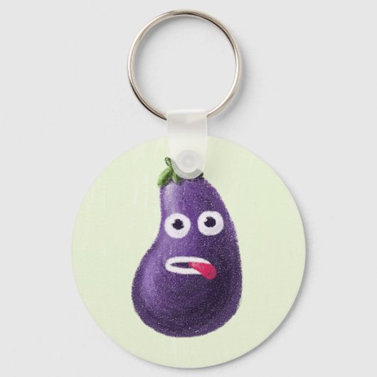 Funny Cartoon Eggplant Schlüsselanhänger (Vorderseite)