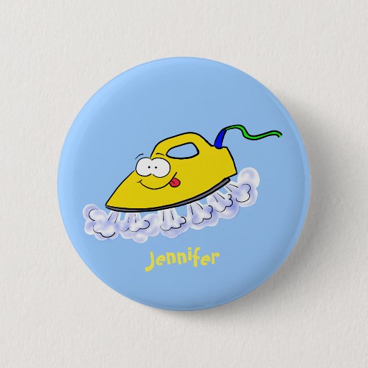 Funny Cartoon Eisen Wäsche Illustration Button (Vorderseite)