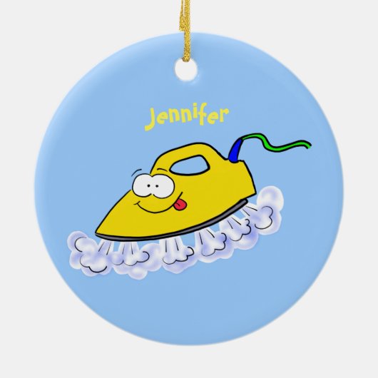 Funny Cartoon Eisen Wäsche Illustration Keramik Ornament (Hinten)