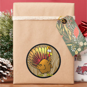 Funny Cartoon Erntedank Türkei Runder Aufkleber