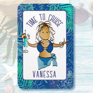 Funny Cartoon Ethnic Lady in Swimsuit Kreuzfahrtsc Magnet