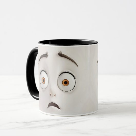 Funny Cartoon Face 3-D Wrap Tasse (Vorderseite Links)