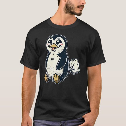 Funny Cartoon Farting Penguin for Animal Lovers Fa T-Shirt (Vorderseite)