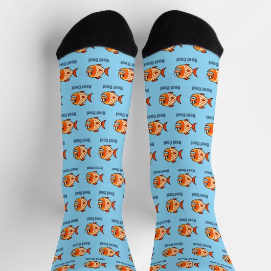 Funny Cartoon Fish Ocean Puff Socken (Oben)