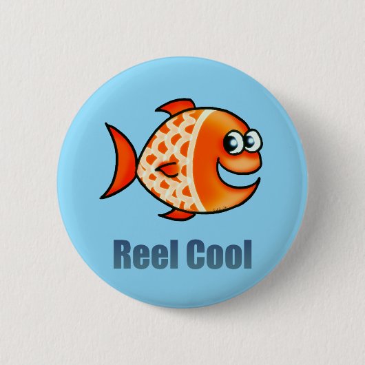 Funny Cartoon Fish Ocean Pun Button (Vorderseite)