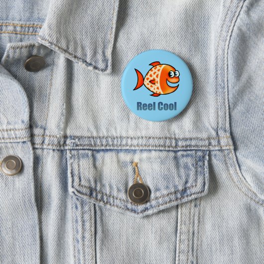 Funny Cartoon Fish Ocean Pun Button (Beispiel)