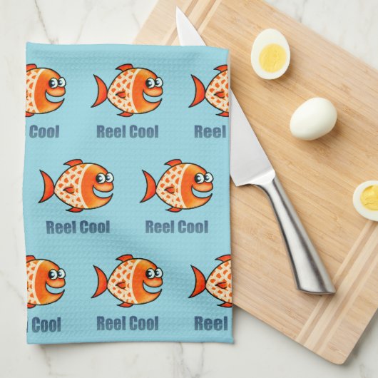 Funny Cartoon Fish Ocean Pun Geschirrtuch (Viertel Falte)