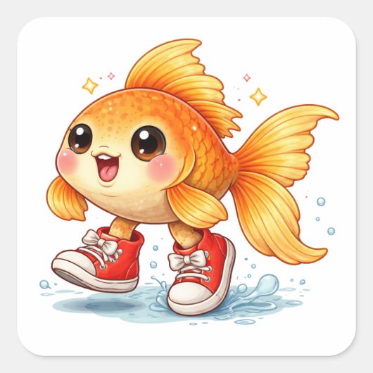 Funny cartoon fish wearing shoes Sticker (Vorderseite)