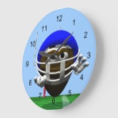 Funny Cartoon Football in einem Helm Große Wanduhr (Winkel)