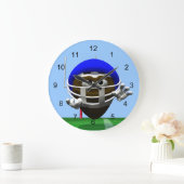 Funny Cartoon Football in einem Helm Große Wanduhr (Zuhause)