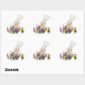 Funny Cartoon Französischer Koch Stickers/Siegel Runder Aufkleber (Blatt)