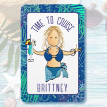 Funny Cartoon Frau in Swimsuit Drink Kreuzfahrt Tü