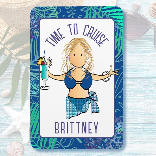 Funny Cartoon Frau in Swimsuit Drink Kreuzfahrt Tü Magnet