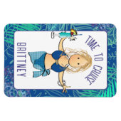 Funny Cartoon Frau in Swimsuit Drink Kreuzfahrt Tü Magnet (Horizontal)