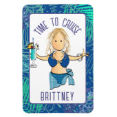 Funny Cartoon Frau in Swimsuit Drink Kreuzfahrt Tü Magnet (Vertikal)
