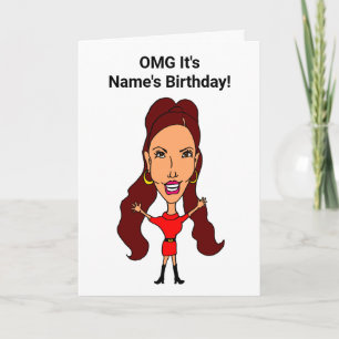 Funny Cartoon Frau OMG Fashionista Geburtstag Karte