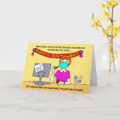 Funny Cartoon Frauenmaske Schokolade Karte (Gelbe Blume)