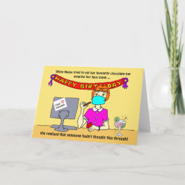 Funny Cartoon Frauenmaske Schokolade Karte