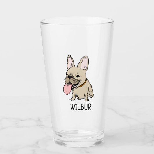 Funny Cartoon French Bulldog Frenchie Personalisie Glas (Vorderseite)