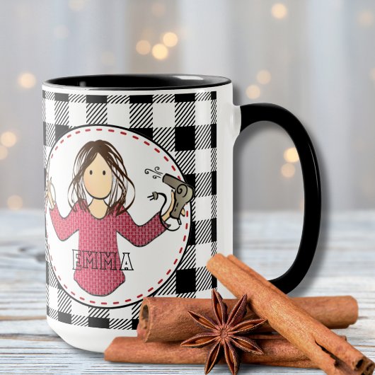 Funny Cartoon Friseur Stylist Weihnachtsgeschenk Tasse