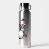 Funny Cartoon Frog spielt Trommeln Trinkflasche (Rückseite)