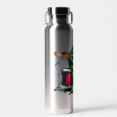 Funny Cartoon Frog spielt Trommeln Trinkflasche (Vorne)