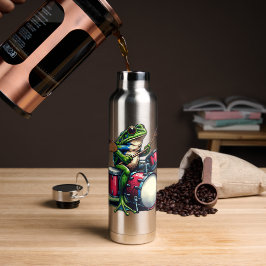 Funny Cartoon Frog spielt Trommeln Trinkflasche