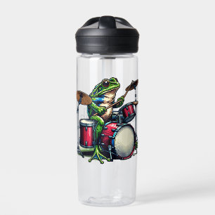 Funny Cartoon Frog spielt Trommeln Trinkflasche