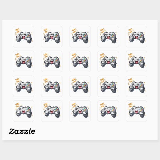 Funny Cartoon Game Controller Laughing Sticker (Blatt)