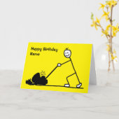 Funny Cartoon Gardener Birthday Karte (Gelbe Blume)