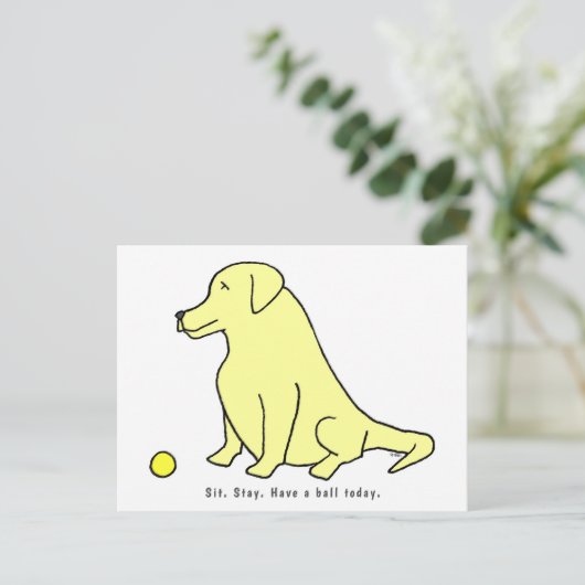 Funny Cartoon Gelbe Labrador für einen Hund mehr N Postkarte (Stehend Vorderseite)