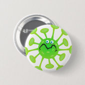 Funny Cartoon Germ Bacteria Button (Vorne & Hinten)