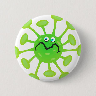 Funny Cartoon Germ Bacteria Button