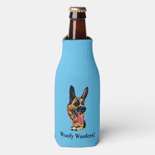 Funny Cartoon German Shepherde Bottle Cooler Flaschenkühler (Flaschenvorderseite)