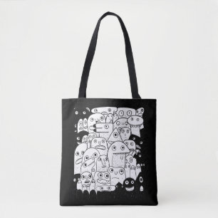 Funny Cartoon Gesichter l Schwarz-Weiß Tasche