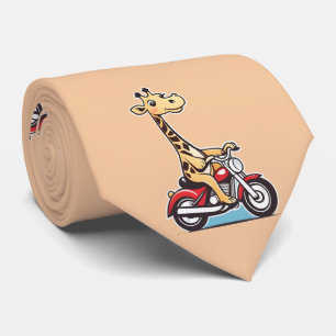 Funny Cartoon Giraffe Reiten auf dem Motorrad, Krawatte