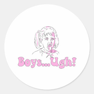 Funny Cartoon Girl Meme - "Jungs.. Ugh!" Runder Aufkleber