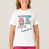 Funny Cartoon Girl Skater T - Shirt / Skateboardin (Vorderseite)