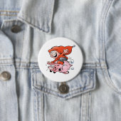 Funny Cartoon Gnome Riding Flying Pig Button (Beispiel)