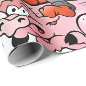 Funny Cartoon Gnome Riding Flying Pig Geschenkpapier (Rolleneckpunkt)