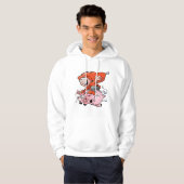 Funny Cartoon Gnome Riding Flying Pig Hoodie (Vorne ganz)