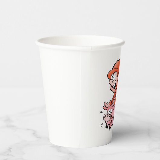 Funny Cartoon Gnome Riding Flying Pig Pappbecher (Rechts)